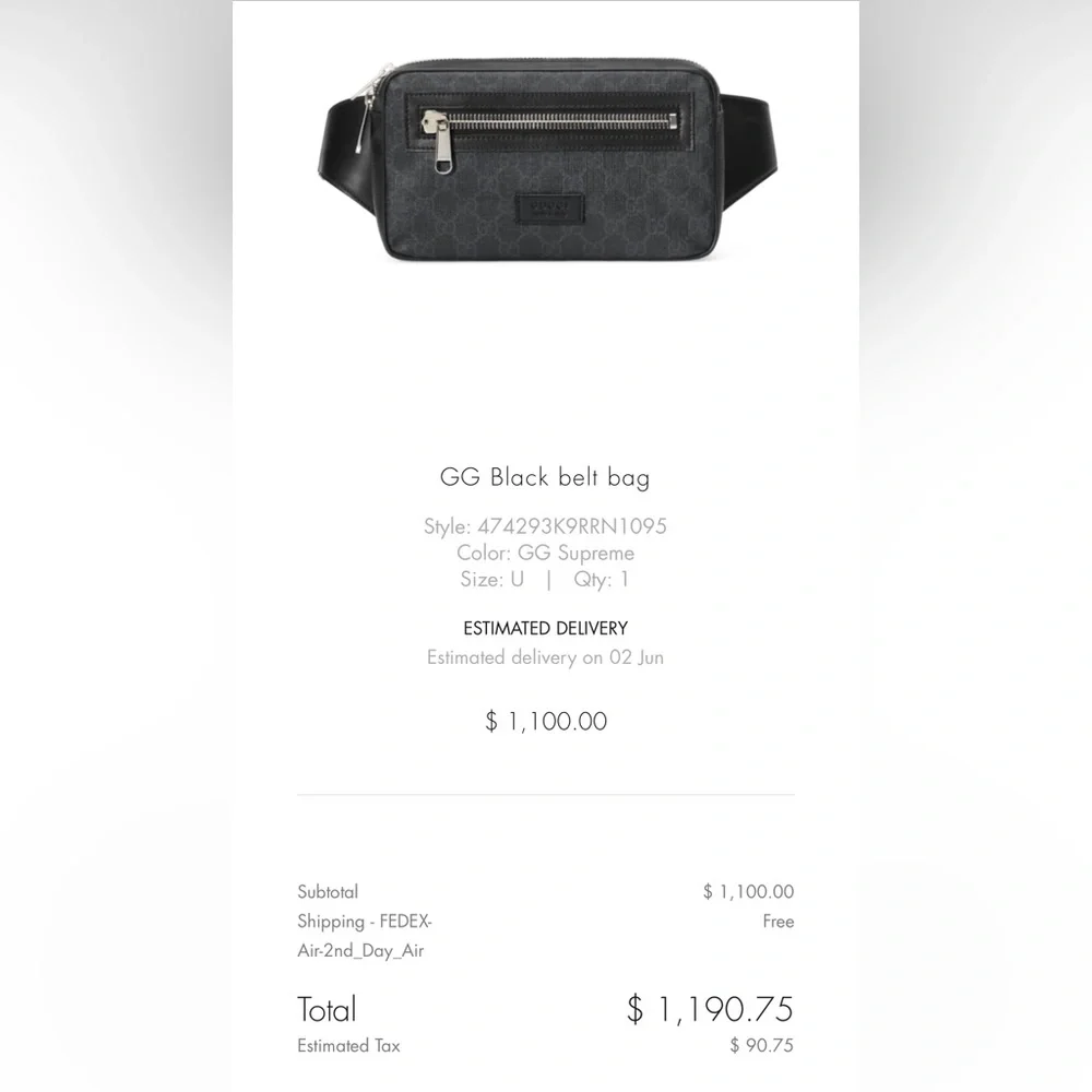 Gucci AUTHENTIC unisex GG Black belt bag. - Picture 4 of 7